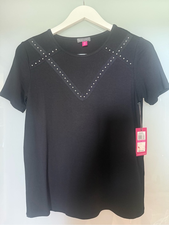 Vince Camuto Tops - Vince Camuto Black Short Sleeve Studded Knit Tee